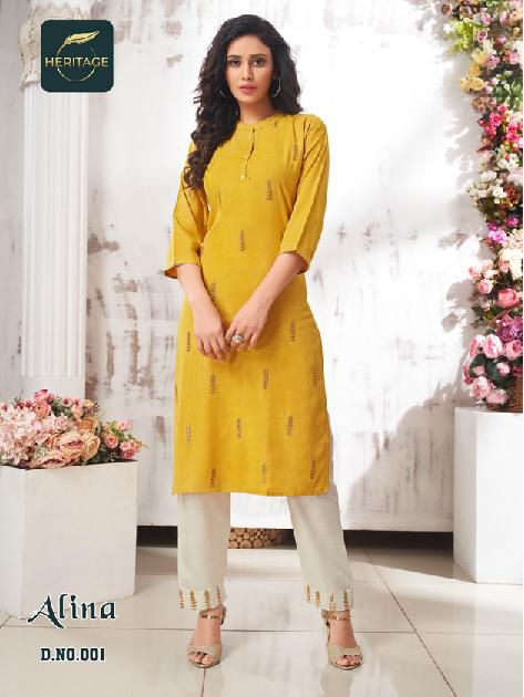 Heritage Alina Fancy Wear Wholesale Kurti With Bottom Catalog
